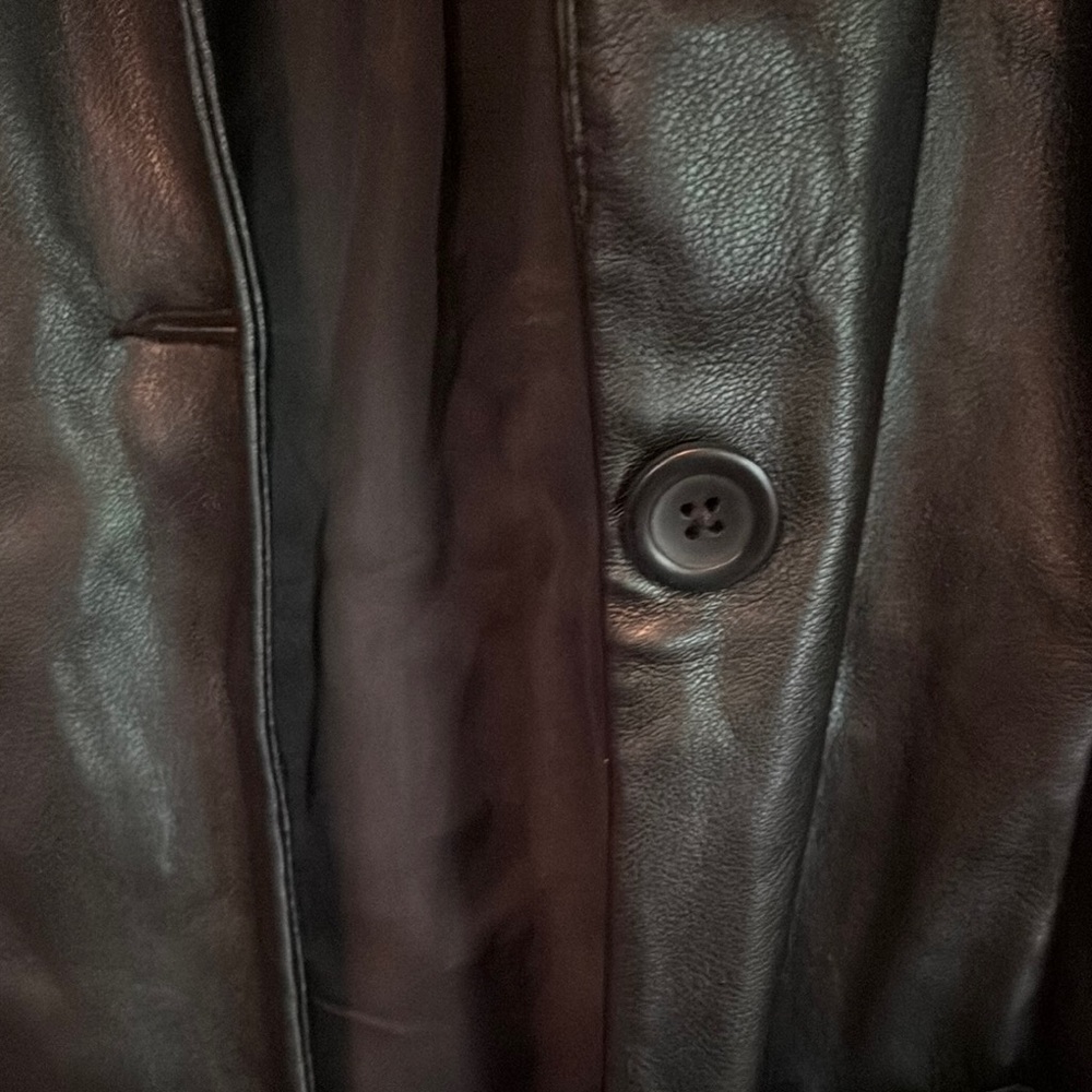 Abercrombie & Fitch Black Leather Jacket with Relaxed Silhouette - Picture 3 of 7
